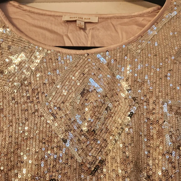 Skies Are Blue Top, Silver Sequined Cropped, Sz Small EUC Party, Cocktail, Club - Picture 4 of 14